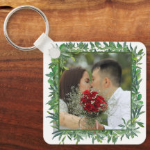 Modern Watercolor Greenery Wedding Photo