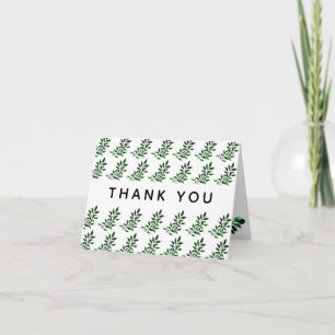 Modern Watercolor Greenery Wedding Thank You Card