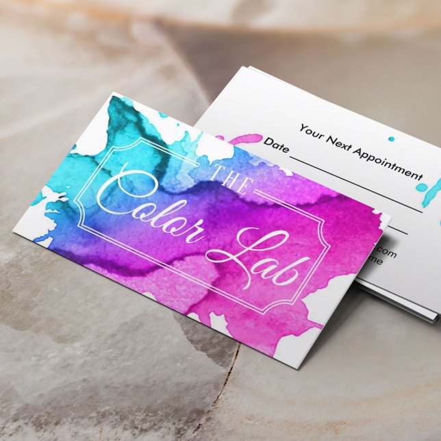 Modern Watercolor Hair Salon Appointment #3 Card (Creator Uploaded)