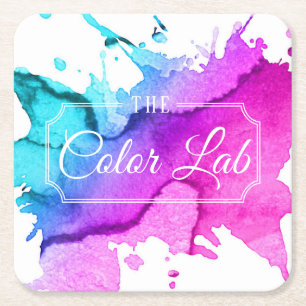 Modern Watercolor Hair Salon Hair Stylist Square Paper Coaster