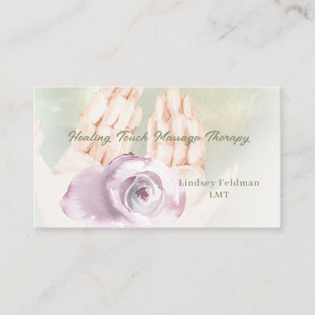 Modern Watercolor Hands Massage Therapist 2 Business Card (Front)