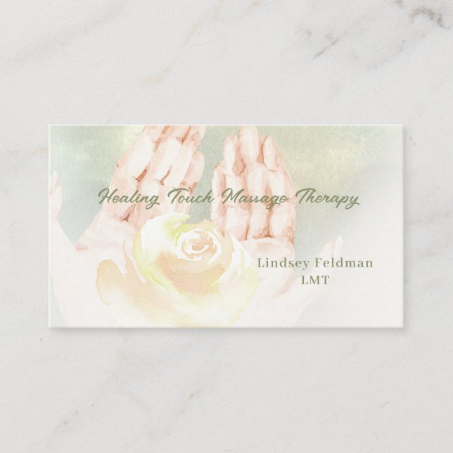 Modern Watercolor Hands Massage Therapist 3 Business Card (Front)