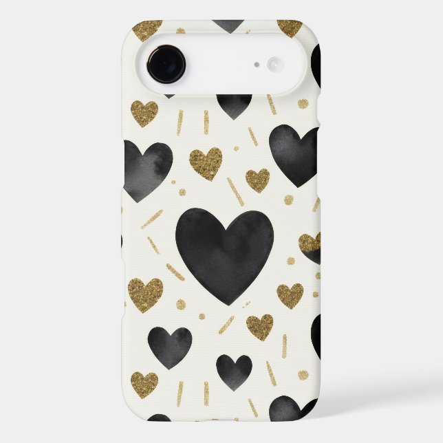 Modern Watercolor Hearts and Gold Glitter (Back)