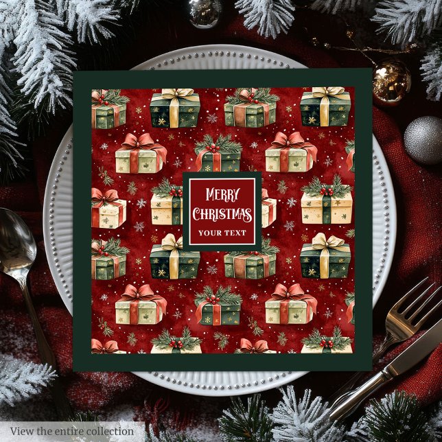Modern Watercolor Holiday Red Green Napkins Gift (Modern Watercolor Holiday Red Green Napkins Gift)
