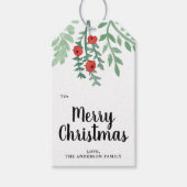 Modern Watercolor Holly Merry Christmas Gift Tags (Front)