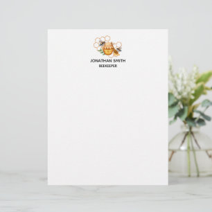Modern Watercolor Honeycombs with bee Letterhead