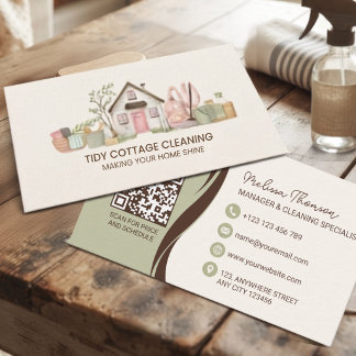 Modern Watercolor House Cleaning Maid Services   Business Card