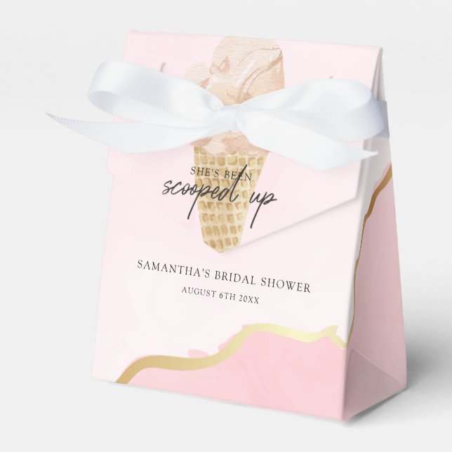 Modern Watercolor Ice Cream Bridal Shower Favor Box (Front Side)