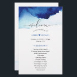 Modern Watercolor Indigo Blue Wedding Program<br><div class="desc">An easy-to-customize program paper sheet design featuring an unique watercolor indigo blue background and a big "welcome" in an elegant script, perfect for a stylish contemporary wedding. A beautiful wedding program for you to personalize. For further customization, please click the "customize further" link and use our design tool to modify...</div>