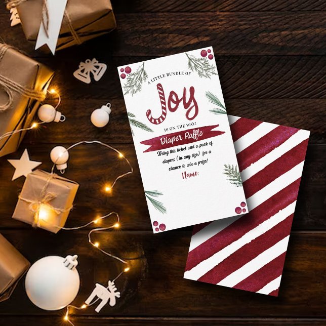Modern Watercolor "Joy" Candy Cane Baby Shower Enclosure Card (Creator Uploaded)
