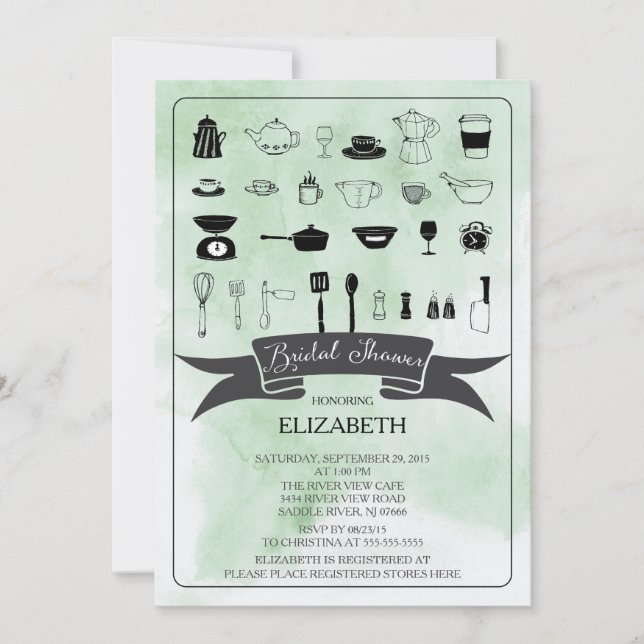 Modern Watercolor Kitchen Bridal Shower Invitation (Front)
