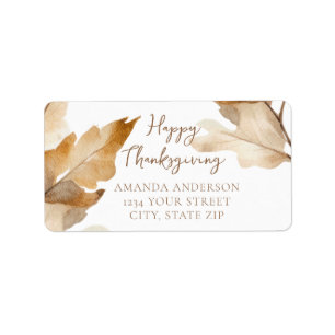 Modern Watercolor Leaf Thanksgiving Label