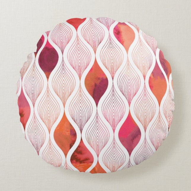 Modern watercolor leafs, seamless pattern. round pillow (Front)