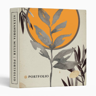 Modern Watercolor Leaves   Custom Subject   Orange Binder