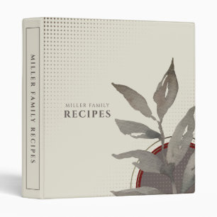 Modern Watercolor Leaves Family Name + Recipes Binder