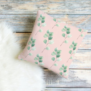 Modern Watercolor Leaves Pattern Outdoor Pillow