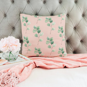 Modern Watercolor Leaves Pattern  Throw Pillow