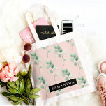 Modern Watercolor Leaves Pattern With Name Tote Bag<br><div class="desc">Modern Watercolor Leaves Pattern With Name</div>