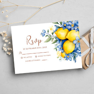 Modern Watercolor Lemon Botanical Wedding RSVP Card