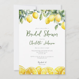 Modern Watercolor Lemon Citrus Bridal Shower Invitation