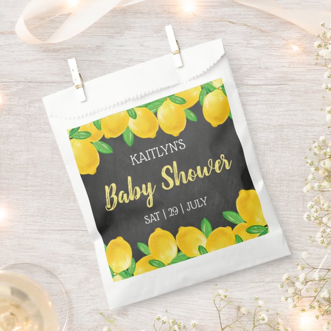 Modern Watercolor Lemon Tree Baby Shower Favour Bag (Clipped)