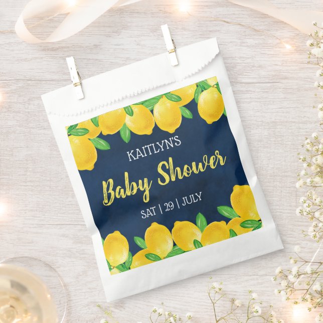 Modern Watercolor Lemon Tree Baby Shower Favour Bag (Clipped)