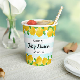 Modern Watercolor Lemon Tree Baby Shower Paper Cups
