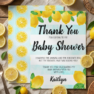 Modern Watercolor Lemon Tree Baby Shower Thank You Card
