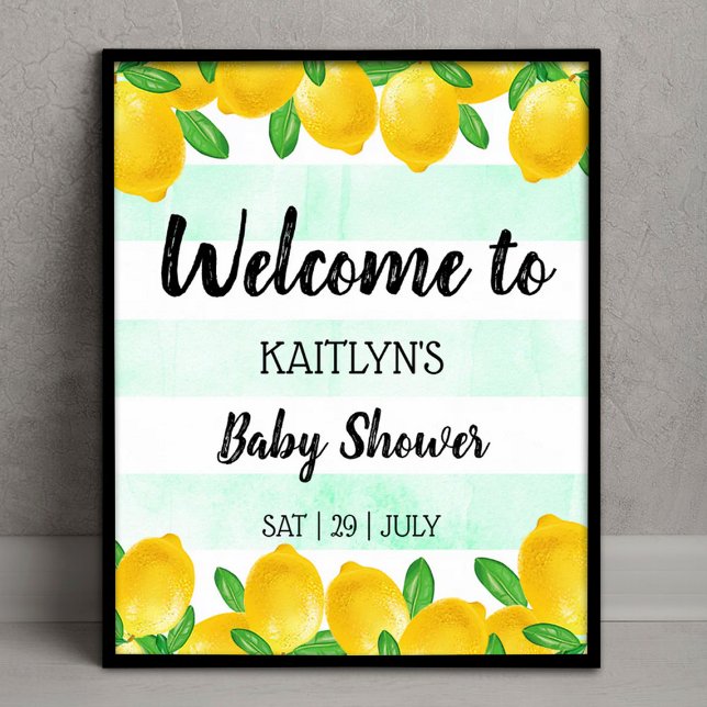 Modern Watercolor Lemon Tree Baby Shower Welcome Poster (Creator Uploaded)