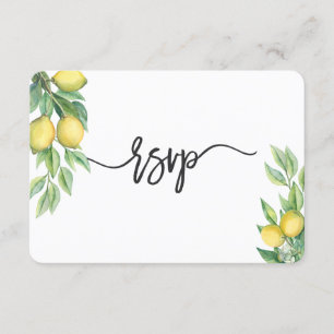 Modern Watercolor Lemon Tropical Wedding RSVP Card