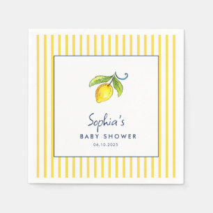 Modern Watercolor lemons Baby shower Napkin