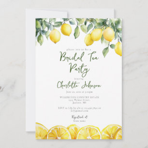 Modern Watercolor Lemons Bridal Shower Tea Party Invitation