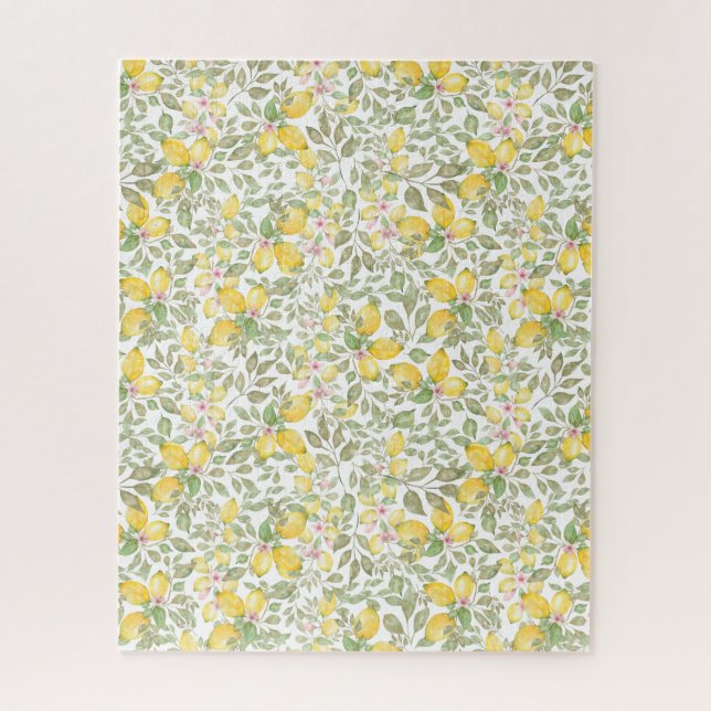 Modern Watercolor Lemons Pattern Citrus Fruits Jigsaw Puzzle (Vertical)