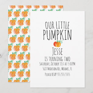 Modern Watercolor Little Halloween Pumpkins  Invitation