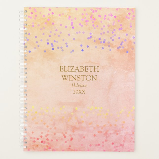 Modern Watercolor Marble Rainbow Confetti Gold (Devant)