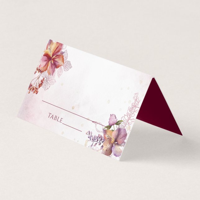 Modern Watercolor Marsala Fall Bouquet Wedding (Front)