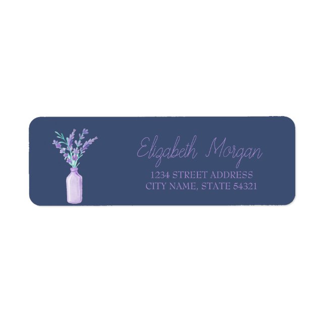 Modern Watercolor Mason Jar Lavander  Address (Front)