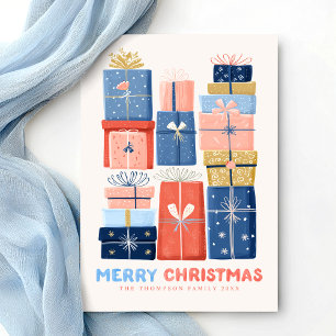 Modern Watercolor Merry Christmas Minimal Holiday Card