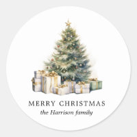 Modern Watercolor Merry Christmas Tree