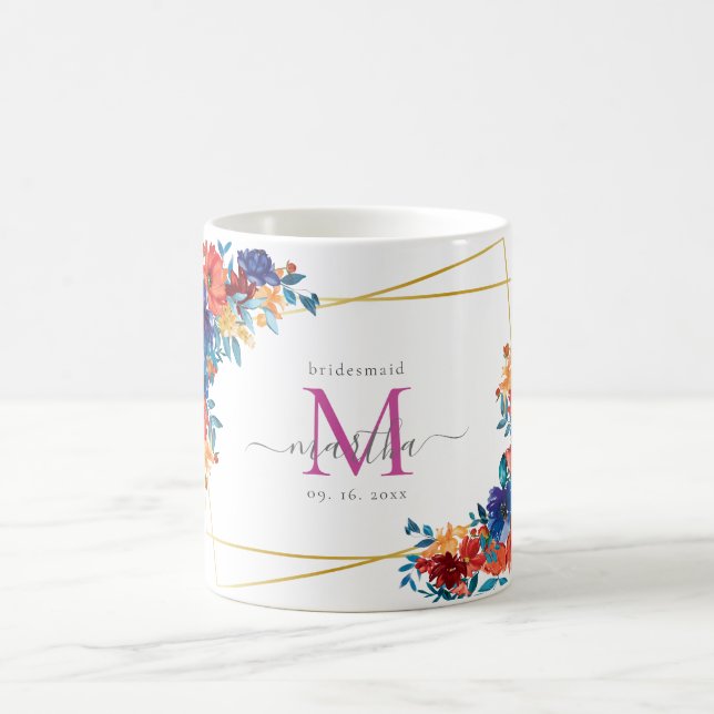 Modern Watercolor Mexican Fiesta Flower Bridesmaid Coffee Mug (Center)