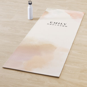 Modern watercolor minimal elegant pink peach yoga mat