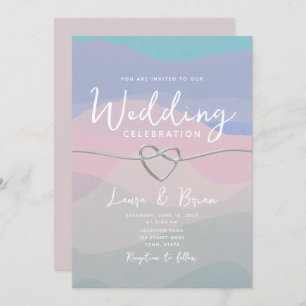Modern Watercolor Minimalist Blue Wedding Invitation