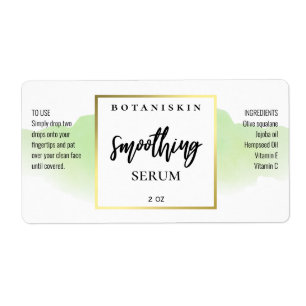 Modern Watercolor Mint And White Serum Labels
