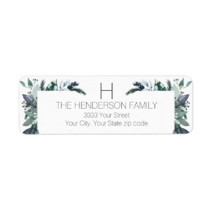 Modern Watercolor Monogram Return Address Labels
