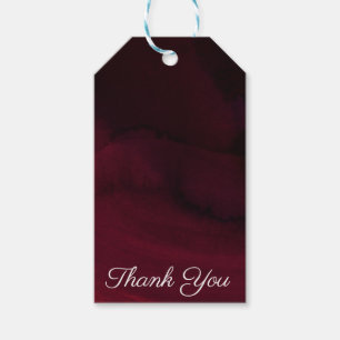 Modern Watercolor Moody Maroon Burgundy Wedding Gift Tags
