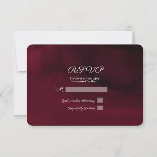 Modern Watercolor Moody Navy Blue Gold RSVP Reply Card