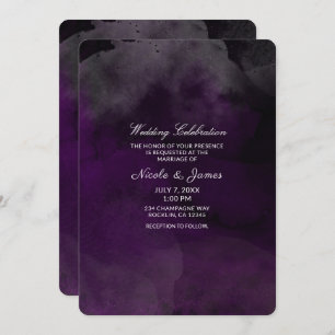 Modern Watercolor Moody Plum Purple Chic Wedding Invitation