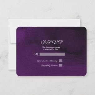 Modern Watercolor Moody Royal Purple RSVP Reply Card