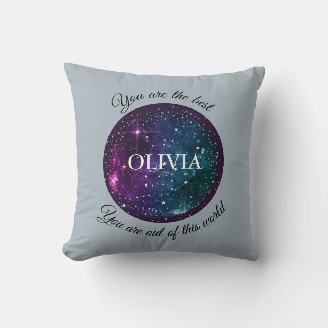 Modern Watercolor Moon Celestial and Constellation Throw Pillow (Front)
