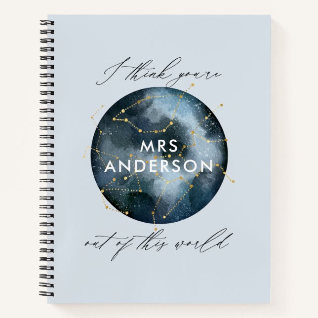 Modern watercolor moon star celestial teacher notebook (Front)